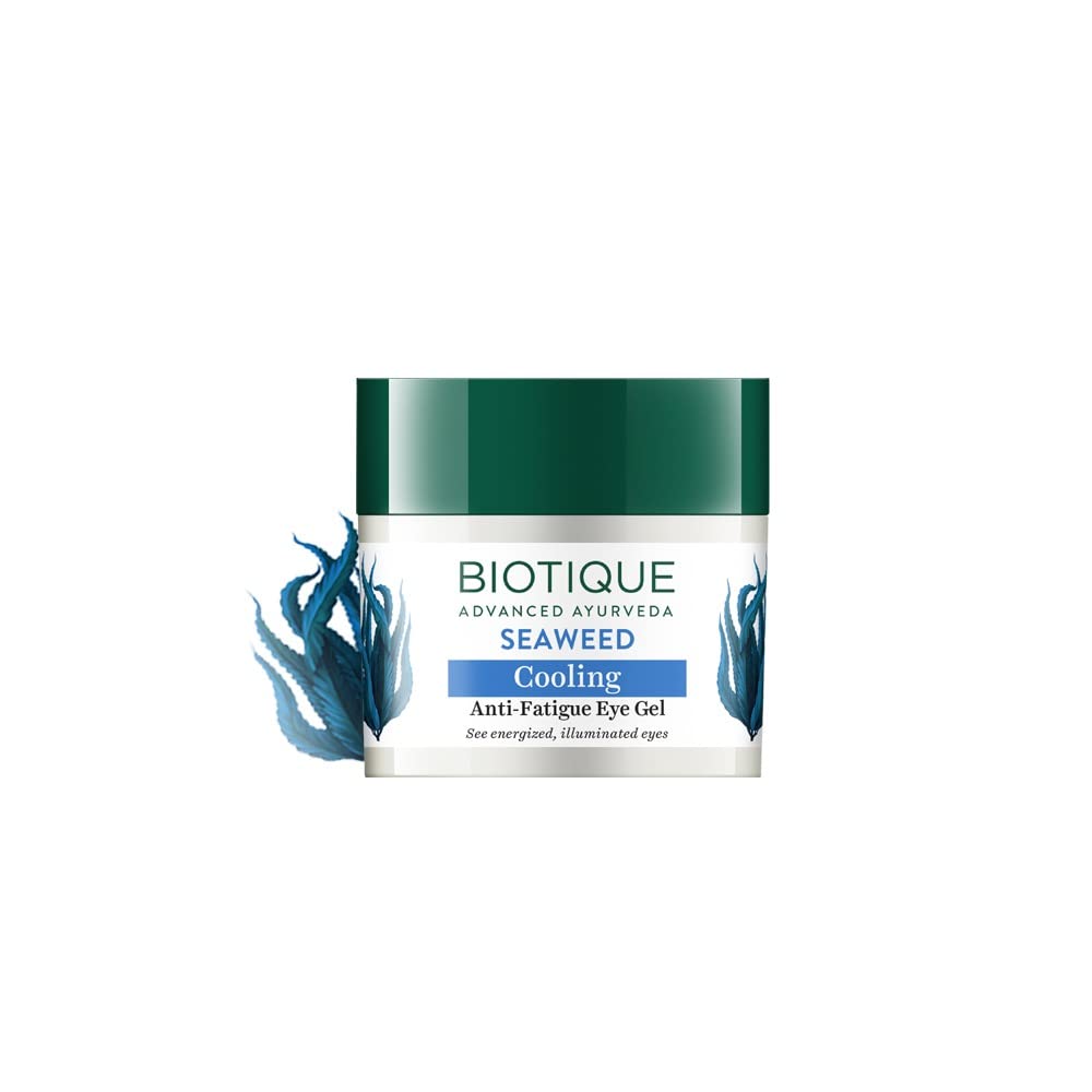 Biotique Seaweed Cooling Anti-Fatigue Eye Gel container on a white background