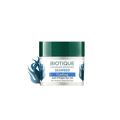 Biotique Seaweed Cooling Anti-Fatigue Eye Gel container on a white background