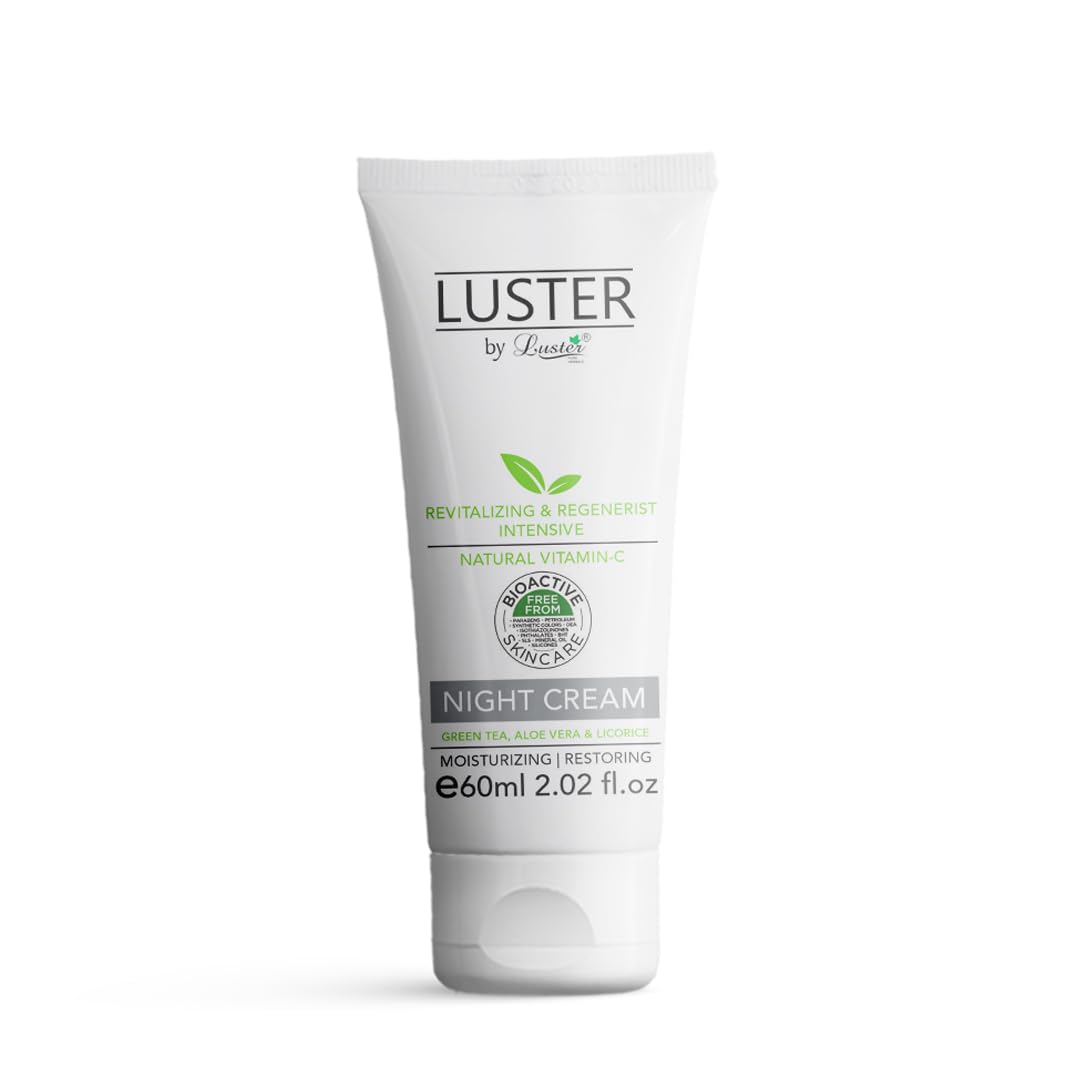 Luster Night Cream Revitalizing & Regenerist Intensive Made With Natural Vitamin – C | Night Cream For Women & Men | Overnight Repair | 100% Organic Acne-Prone Treatment - 60ml