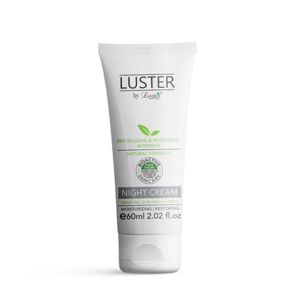 Luster Night Cream Revitalizing & Regenerist Intensive Made With Natural Vitamin – C | Night Cream For Women & Men | Overnight Repair | 100% Organic Acne-Prone Treatment - 60ml