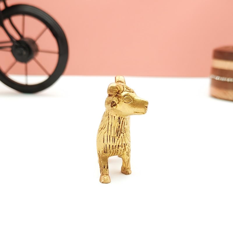 Brass Animal Sheep Sculpture Statue Handcrafted Decorative Showpiece Idol for Home, Office Decor (Size : 5.5cm | Weight : 132gm Approxe)