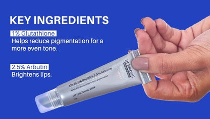 DERMDOC LipBright Treatment with 1% Glutathione + 2.5% Arbutin Lip Balm, 10 gm | Brightens Lip | Reduces Pigmentation | For Dry & Chapped Lips | Lightweight | Non - sticky