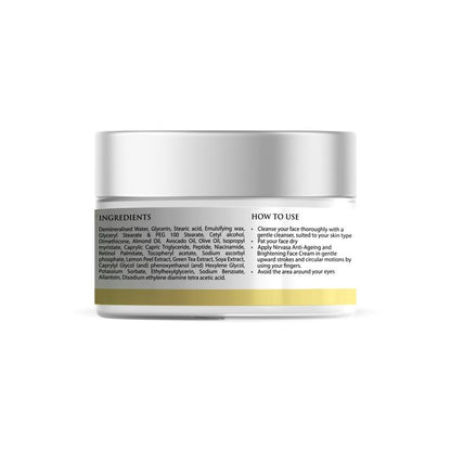 Nirvasa Anti-Ageing & Brightening Cream (50g) | With Niacinamide, Vitamins A & C & Peptides | Reduces Fine Lines & Wrinkles, Boosts Collagen & Skin Elasticity | For Men & Women