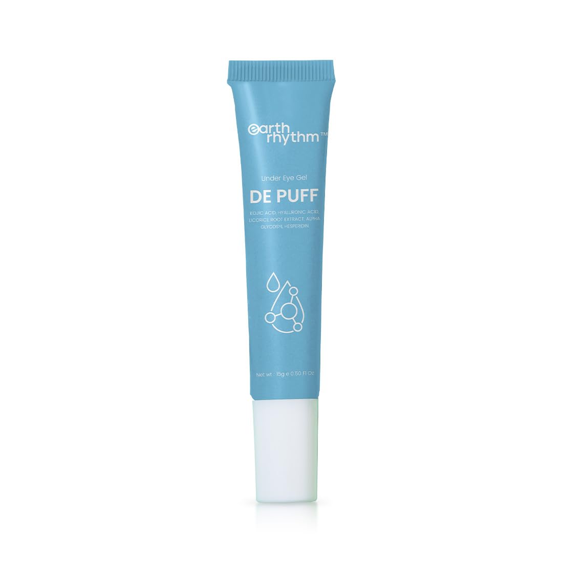 Earth Rhythm Under Eye Gel with Cooling Massage Roller for Dark Circles, Puffy Eyes and Finelines | Enriched with Kojic Acid, Hyaluronic acid | For Men & Women – 15g