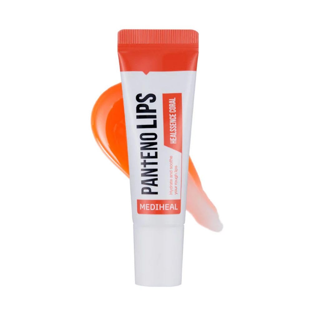 MEDIHEAL Pantenolips Healssence (10 ml, Coral) Hydrating Korean Treatment for lips with Panthenol & Shea Butter for Dry Chapped Lips, Moisturizing Nourishing lip Treatment, Glossy Lip Care