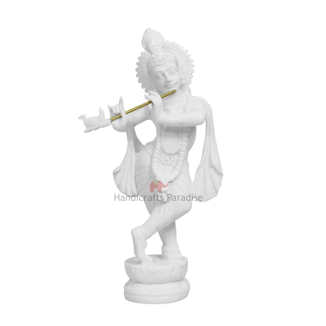 Handicrafts Paradise Resin Standing Krishna Idol (6.4 cm x 3.8 cm x 14.6 cm) (WM15053_white)