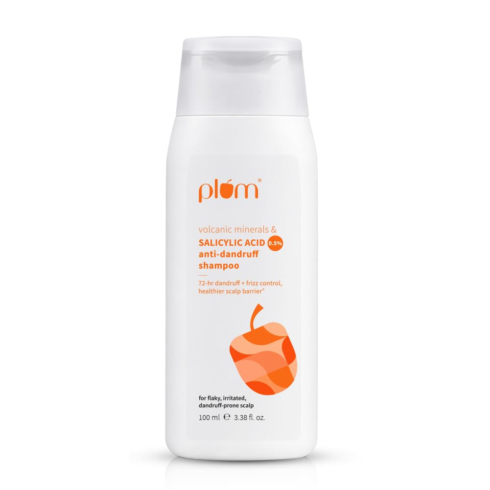Plum Anti-Dandruff Shampoo With Volcanic Minerals & 0.5% Salicylic Acid | 72-Hr Dandruff & Frizz Control|Maintains Healthy Scalp Barrier | Gently Exfoliates & Clarifies | Prevents Rough,Dry Hair 100ml