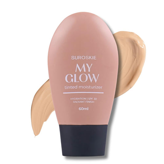 Suroskie My Glow All-In-One Tinted Sunscreen SPF 30 Moisturizer 60 ml | Natural Glowy Finish | Intense Hydration & UVA/UVB Protection | Sweat resistant | Niacinamide Cream For Men & Women