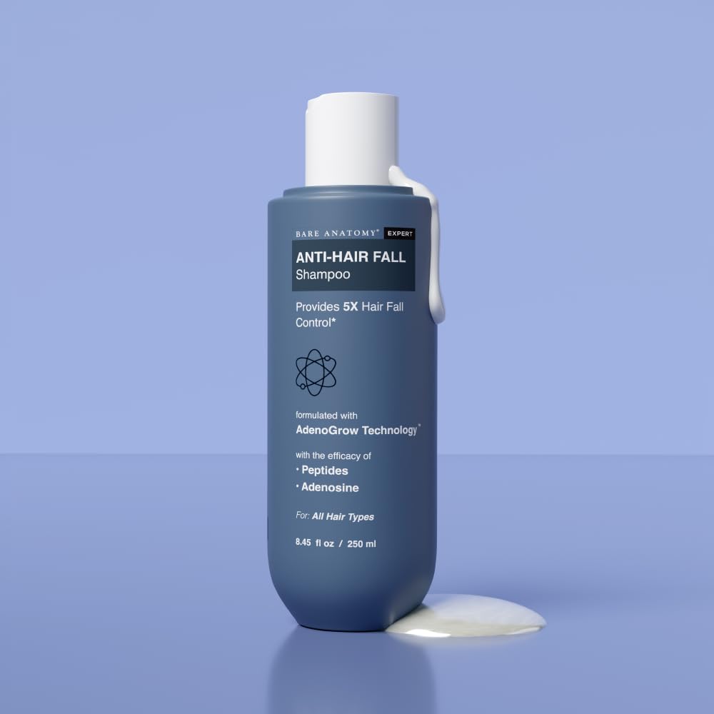 Bare Anatomy Anti Hair Fall Shampoo | 5x Hair Fall Control & Growth|Contains Biotin Adenosine, & Peptides | Rosemary, Rice Water, Hyaluronic Acid | For All Hair Types | For Women & Men | 250ml