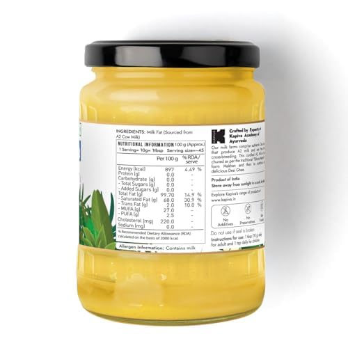 Kapiva Certified A2 Gir Cow Ghee 500ML | Traditional Vedic Bilona Method | Grassfed, Pure & Healthy | Curd-Churned | Premium Glass Bottle | 100% Natural & Lab-Tested | Rich in Nutrition