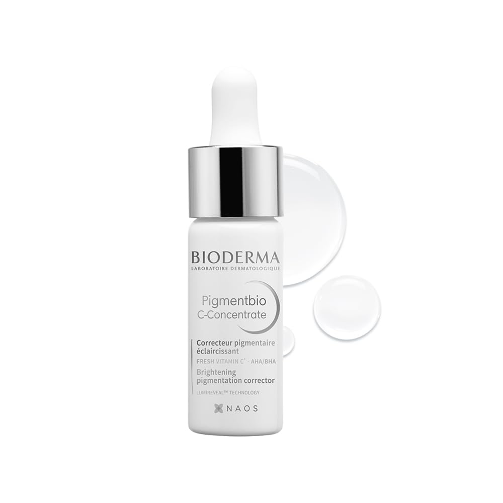 Bioderma skincare bottle with dropper on a white background