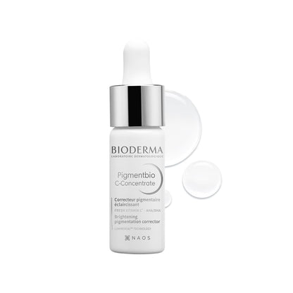 Bioderma skincare bottle with dropper on a white background