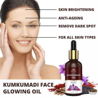 INTIMIFY Kumkumadi Tailam For Face, Kumkumadi Face Oil For Glowing Skin, Face Serum For Wrinkles, Whitening, Lightening & Pigmentation (15 ml)