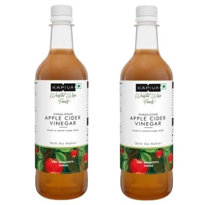 Kapiva Himalayan Apple Cider Vinegar With Mother Vinegar 500Ml, Liquid Super Saver Pack Of 2