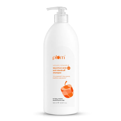 Plum Anti-Dandruff Shampoo With Volcanic Minerals & 0.5% Salicylic Acid | 72-Hr Dandruff & Frizz Control|Maintains Healthy Scalp Barrier | Gently Exfoliates & Clarifies | Prevents Rough,Dry Hair 500ml