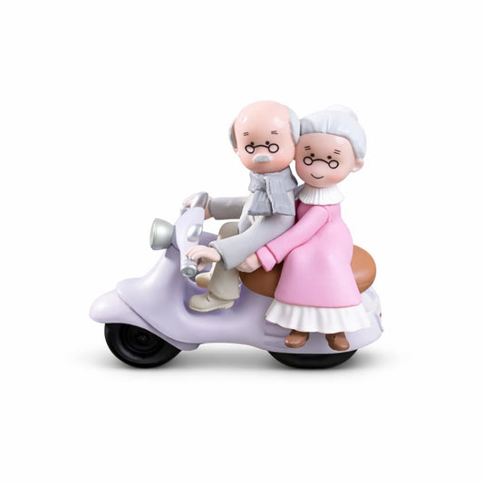 Cute Elderly Couple Scooter Showpiece | Grandpa & Grandma Figurine for Home Decor | Heartwarming Gift for Parents, Anniversary & Home Decoration (Size6.5x7) (Multicolor)