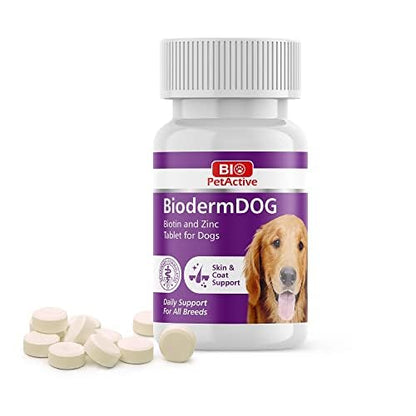 Bio PetActive Biodermdog Biotin and Zinc Tablet for Dogs 0,5 g 75 Tablets Helps in Support Gut Health & Maintain Healthy Skin Condition