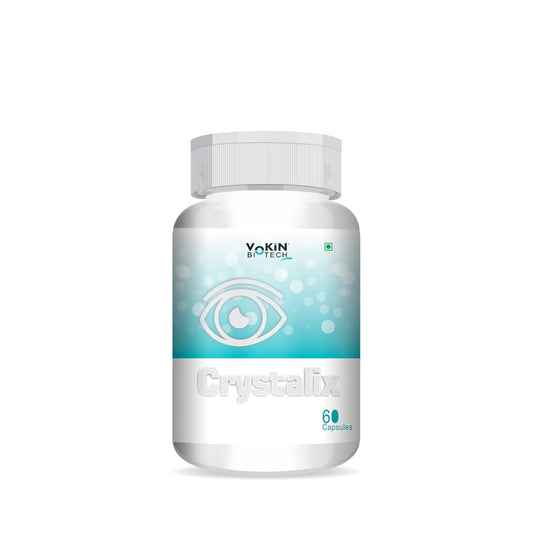 Bottle of Crystalix supplements with Yokin Biotech logo on a white background
