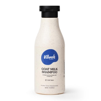 Vilvah Goat Milk Shampoo | with Ceramides for Dry & Frizzy Hair | Nourishing Natural Shampoo that Strengthens, Smoothens & Adds Shine | Sulphate-Free Hair Cleanser for Men & Women | 500ml