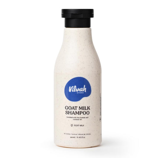 Vilvah Goat Milk Shampoo | with Ceramides for Dry & Frizzy Hair | Nourishing Natural Shampoo that Strengthens, Smoothens & Adds Shine | Sulphate-Free Hair Cleanser for Men & Women | 500ml