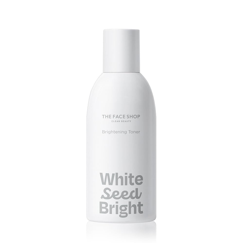 White skincare bottle labeled 'White Seed Bright' from The Face Shop on a white background
