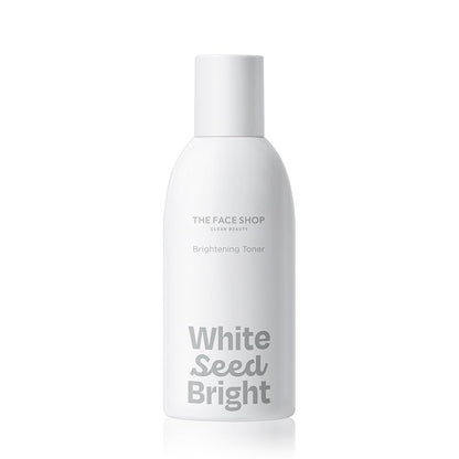White skincare bottle labeled 'White Seed Bright' from The Face Shop on a white background