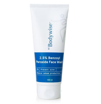 Be Bodywise 2.5% Benzoyl Peroxide Face Wash | Fights Severe & Persistent Acne | Kills Acne Bacteria, Clears Pores & Reduces Redness | Gentle, Hydrating & Dermatologist-Tested Formula | 100ml