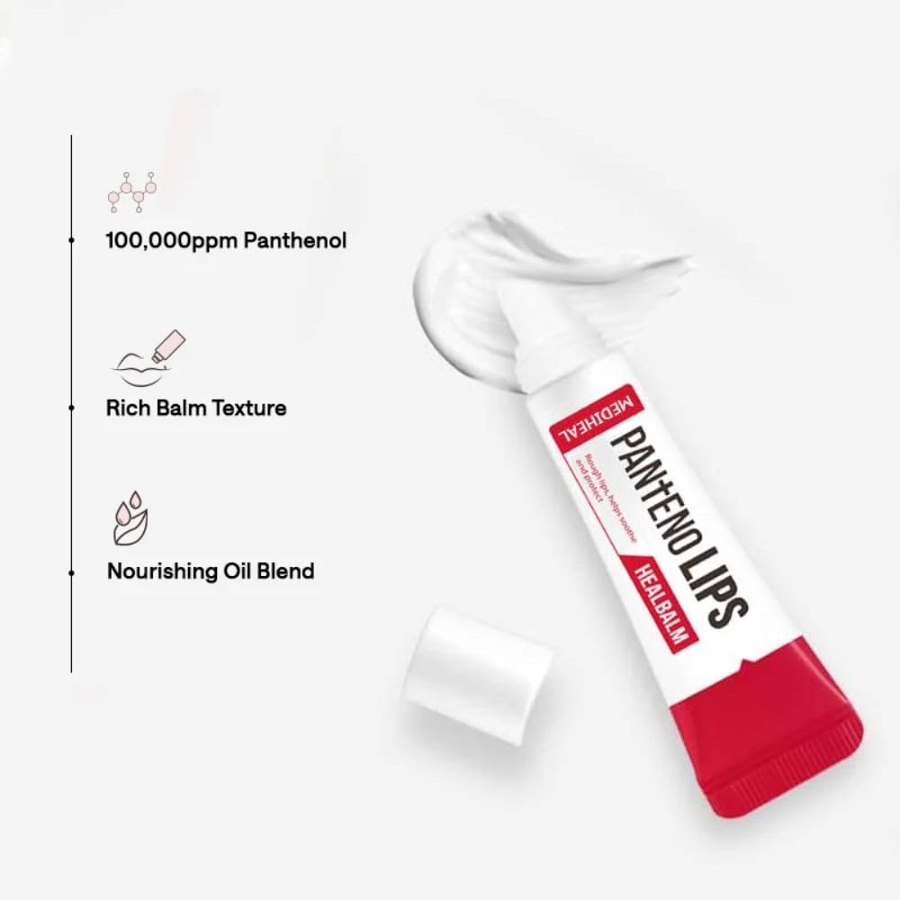 MEDIHEAL Pantenolips Healbalm Lip Balm for Dry Lips | Korean Lip Repair Balm for Cracked, Chapped & Peeling Lips with Deep Moisture Care (10ml)