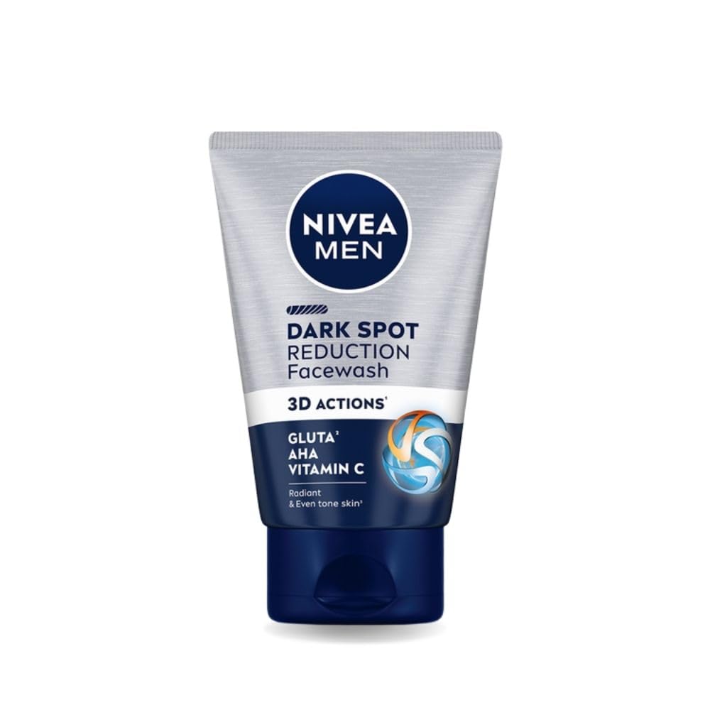 Nivea Men Dark Spot Reduction Facewash tube on a white background