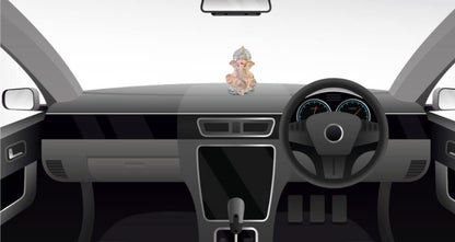 Gold Art India 999 Silver Plated Ganesh Idol for Car Dashboard God Ganesha Idol for Home Decor Ganpati for Gift Home Office Table Shelves Gifting 3.5 inches (Silver) (Silver Cherry Blossom), Idol