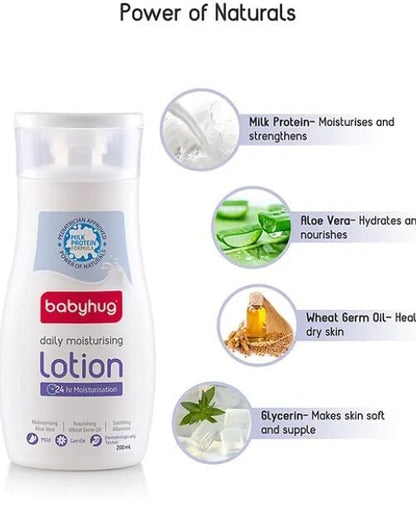 Babyhug Milk Protein Daily Formula Moisturising Milky Lotion Mild & Gentle Formula For Newborn Baby - 200 ml