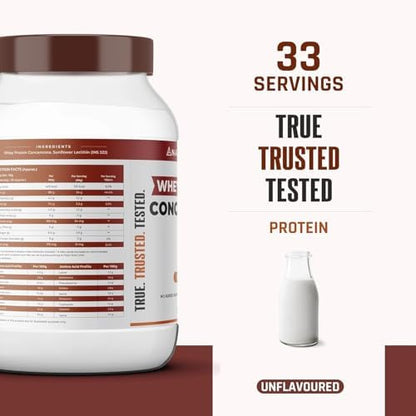 Protein powder container with label and bottle on a white background