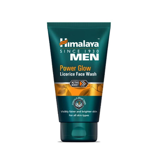 Himalaya Men Power Glow Licorice Face Wash tube on a white background