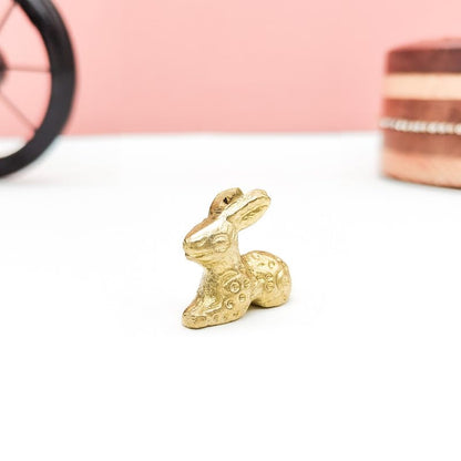 Brass Animal RABIT Sculpture Statue Handcrafted Decorative Showpiece Idol for Home, Office Decor (Size : 3cm | Weight : 26gm Approxe)