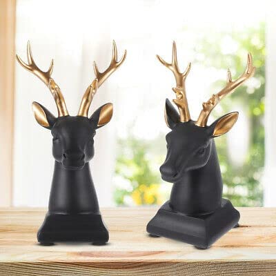 Deer Showpiece Figurines for Home Decor Living Room Decoration Modern Animal Figurines for Home Decor (11'', Black, Resin)