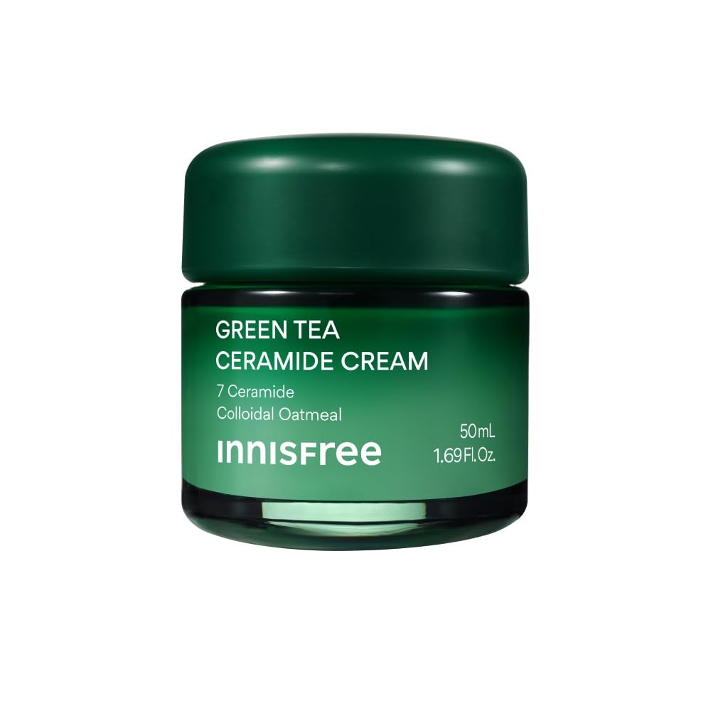 Innisfree Green Tea Ceramide Cream 50ml | Deep Moisturizing & Skin Barrier Boost | Ceramide Hydrating Korean Face Moisturizer