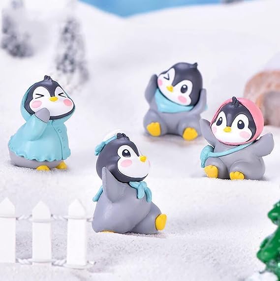 Miniature Showpiece Birthday Gift for Girls Kids, Penguin Showpiece Set of 6 for Home Decor Items, Car Dashboard Items, Table Decoration Items, Valentine Day Gift for Girlfriend