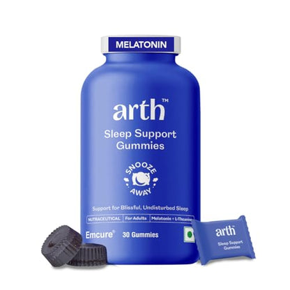 Arth Brahmi & Sleep Support Combo for Men & Women | Focus in Day, Deep Sleep at Night | Brahmi 30 Capsules for Memory, Focus & Mental Clarity + Melatonin 30 Sleep Gummies for Deep Sleep & Relaxation