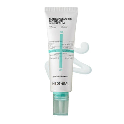 MEDIHEAL Madecassoside Moisture Sun Serum SPF50+ PA++++, Hydrating Korean Sunscreen Serum with Centella Madecassoside for UV Protection, Blemish Care & Skin Barrier Repair, Lightweight Moisturizing K-Beauty Sunscreen (50g)