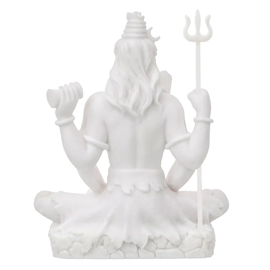 Shivji Idol for Car Dashboard, Home Temple & Office Desk | Compact Resin Mahadev Murti for Puja Room, Table Decor & Spiritual Gift | Small Lord Shiva Statue (Shiva Idol White)