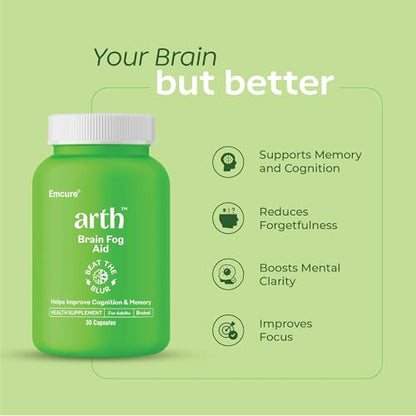 Arth Brahmi & Sleep Support Combo for Men & Women | Focus in Day, Deep Sleep at Night | Brahmi 30 Capsules for Memory, Focus & Mental Clarity + Melatonin 30 Sleep Gummies for Deep Sleep & Relaxation