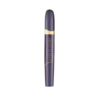Purple mascara with gold accents on a white background