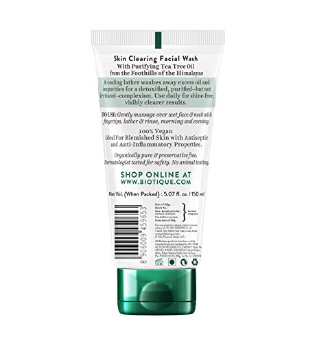 Biotique Skin Clearing Facial Wash packaging with text and branding on a white background
