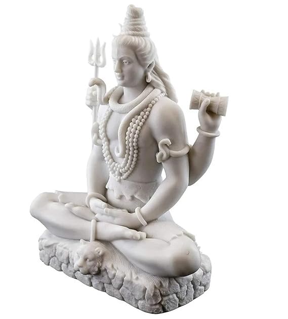 White Shiva Matte Finish Decorative Idol – Unique Design for Desk, Car, and Home Décor | Statue Figurine Gift for Office Desk, Puja Room, and Gifting Purposes