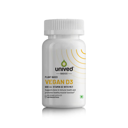 Zephivo Unived Basics Plant-Based Vegan Vitamin D3 from Lichen, 600 I.U. for Bone, Cognitive, Immune Health, 60 Vegan Capsules, One Daily (2 month supply)

