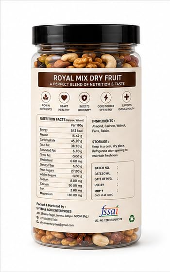 Shyama Dry Fruits Mix, I Fit for Fasting | Healthy Snacks Mixed Nuts Contains Almonds, Cashews, Dates, Black Raisin, Green Raisin 1kg