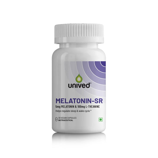 Zephivo Unived Melatonin-SR | USA's 1st slow-release Melatonin | 5mg Melatonin and 100mg L-theanine | 30 Vegan Capsules
