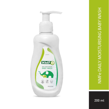 NMFe Daily Moisturising Baby Wash | Enriched with Aloe Vera, Oat Milk & Vitamin E | Suitable for Newborns | Paraben-Free | Skin-Matching pH 5.5 | Safe for Baby's Delicate Skin | Dermatologically Tested & Pediatrician Recommended | 200 ml