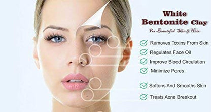 Nature's Secret white Bentonite Clay Powder Organic. Use for Clay Mask Detox Etc. Healing Detoxifying Useful on Oily Skin. Cosmetic-grade. (100 gm) (creamy white)
