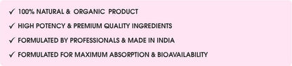List of product features on a pink background